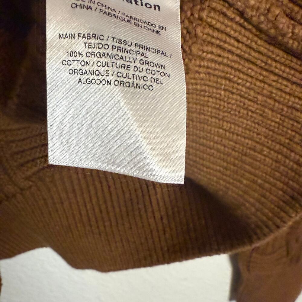 Reformation Winnie Brown Basketweave Organic Cotton Crewneck Sweater Size XL - Picture 8 of 10